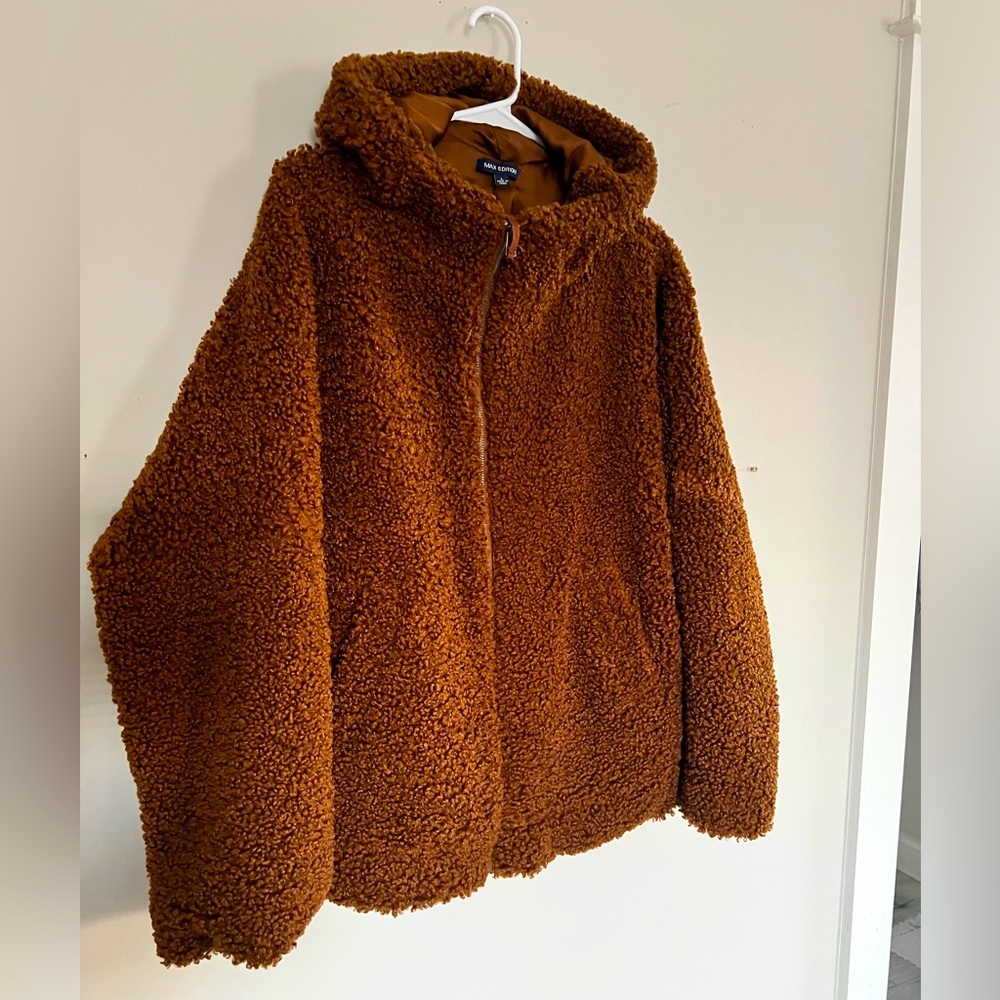 Fluffy teddy coat - chestnut brown